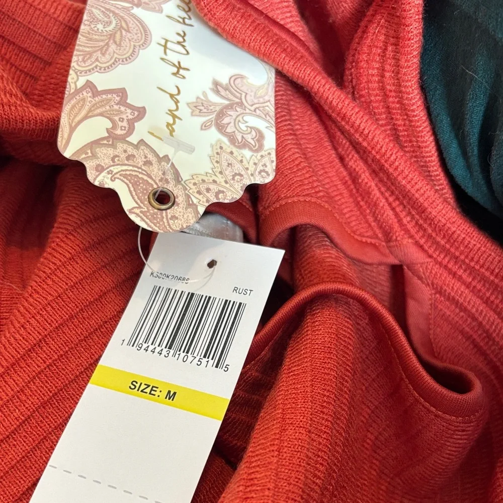 NWT Band of the Free Alize Rust Crop Top Boho Bell Sleeve Ribbed M